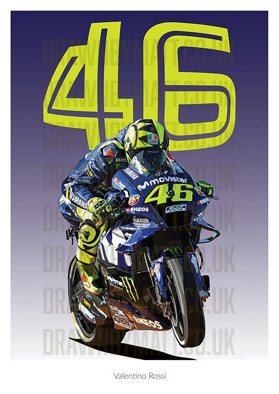 Valentino Rossi 46 Poster — DrawnByMatt